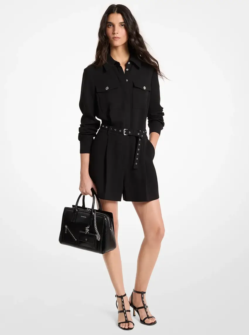 Belted Crepe Romper