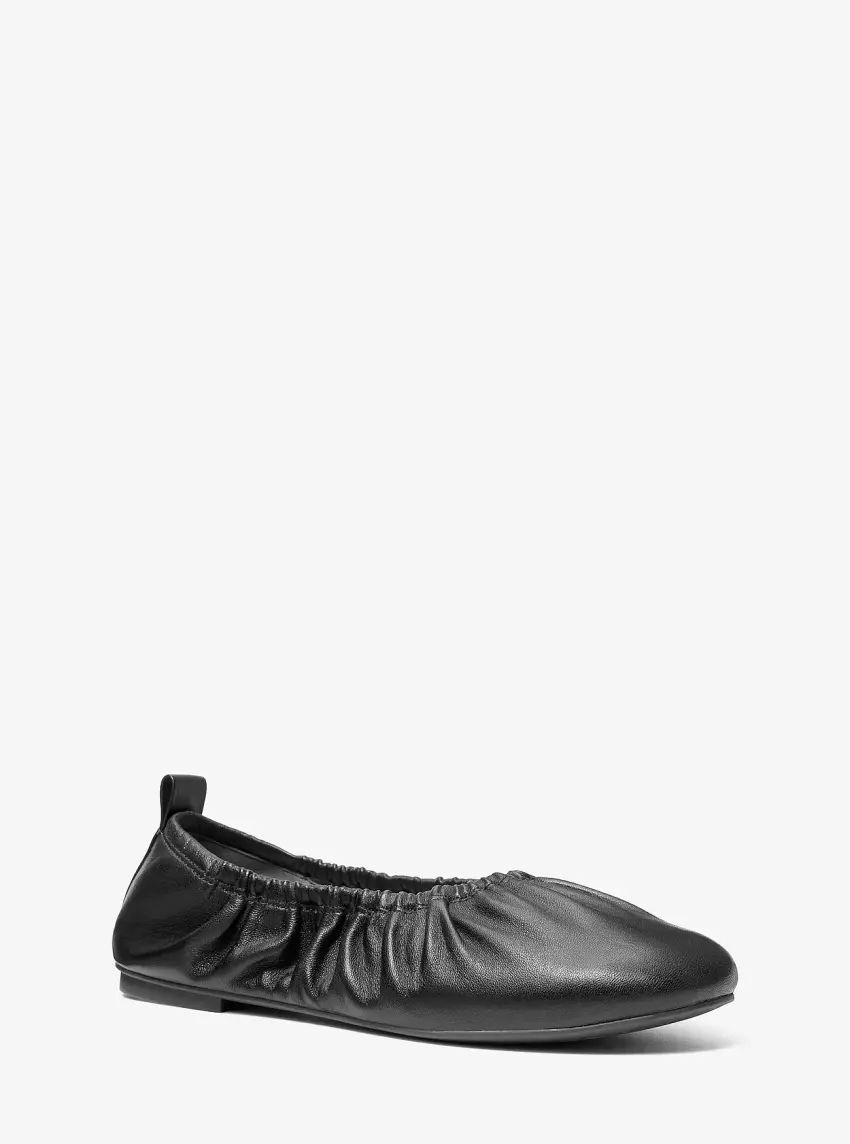 Bri Ruched Leather Ballet Flat