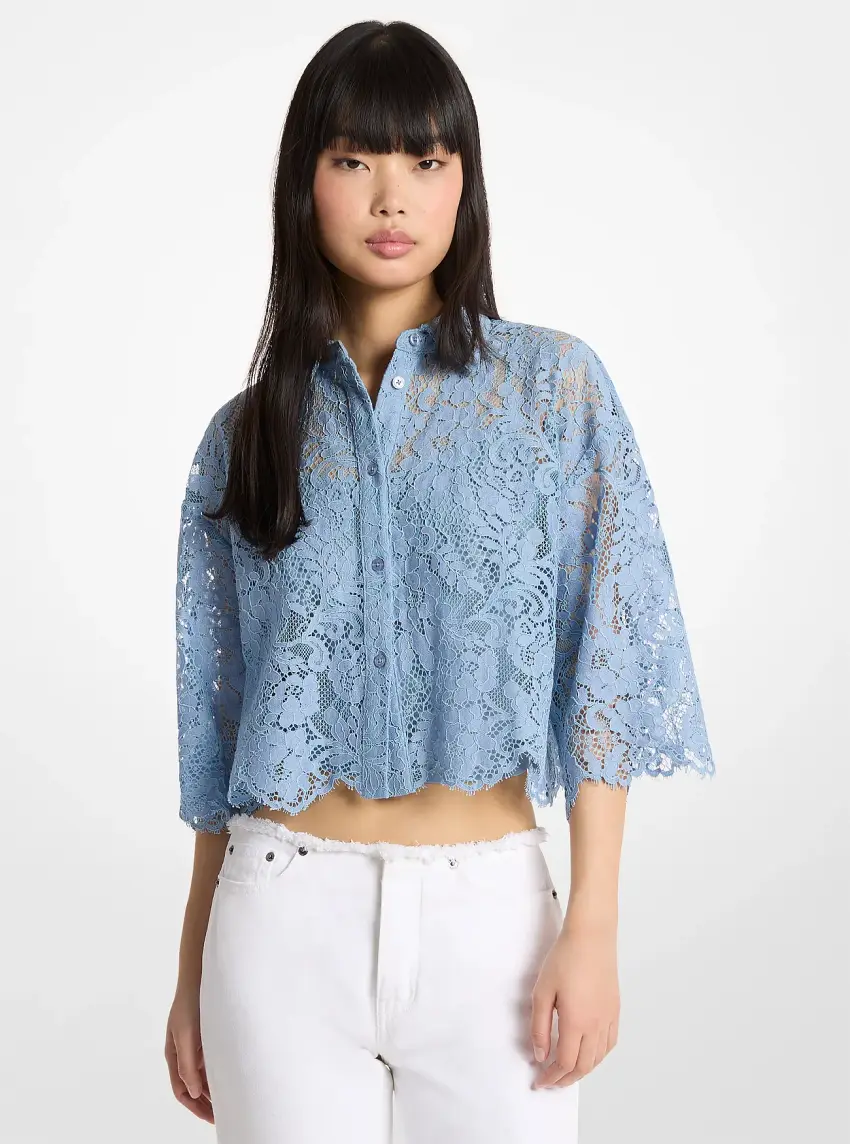 Corded Floral Lace Cropped Blouse