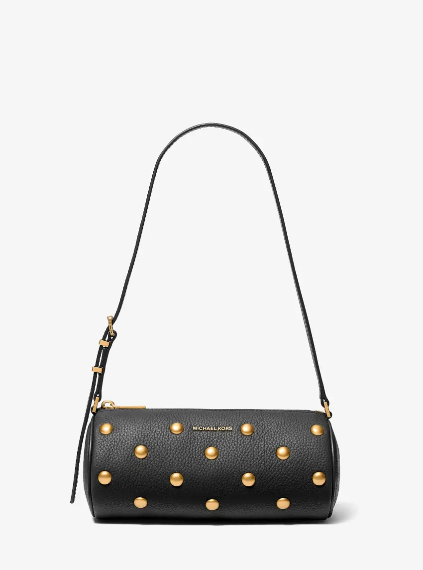 Izzy Small Studded Pebbled Leather Barrel Pochette