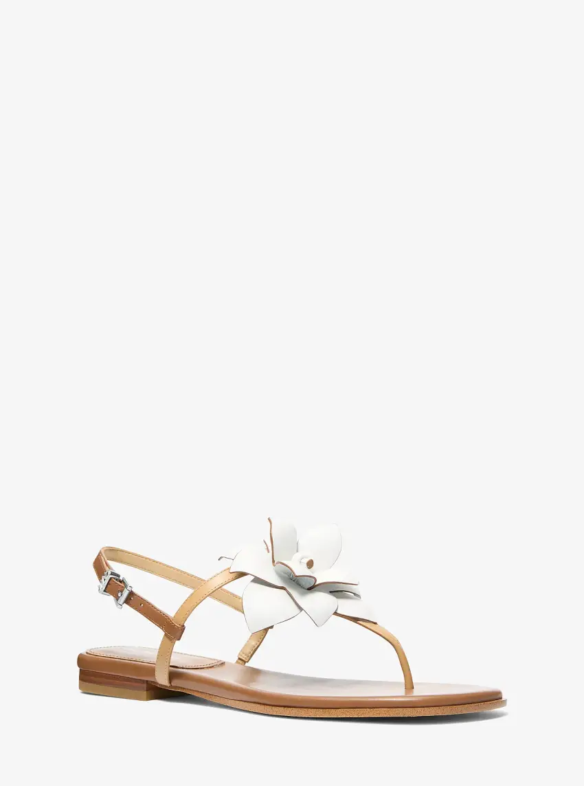 Jacie Floral Embellished Leather T-Strap Sandal