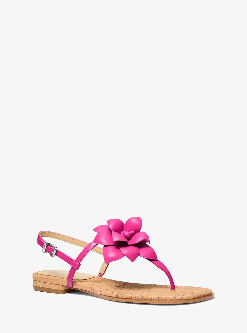 Jacie Floral Embellished Leather T-Strap Sandal