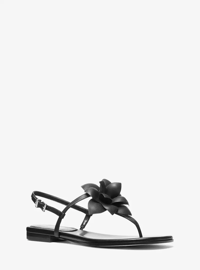 Jacie Floral Embellished Leather T-Strap Sandal