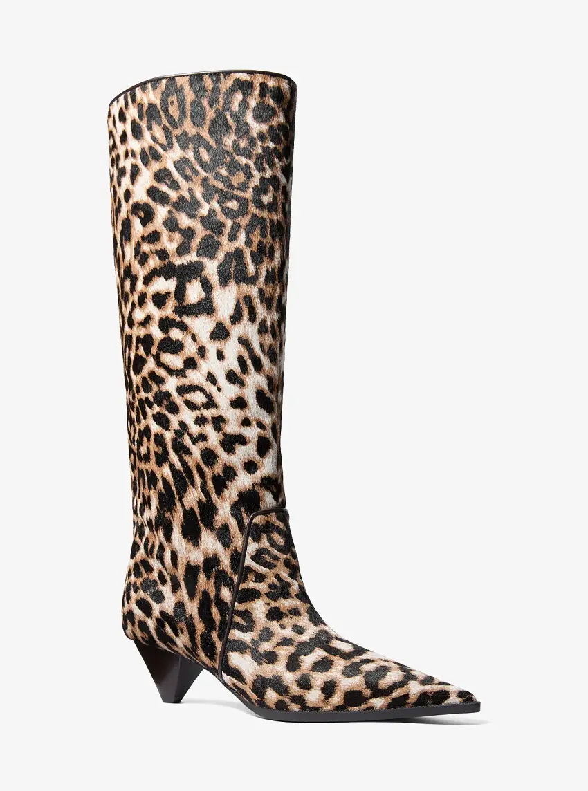 Jayla Leopard Print Calf Hair Knee-High Boot
