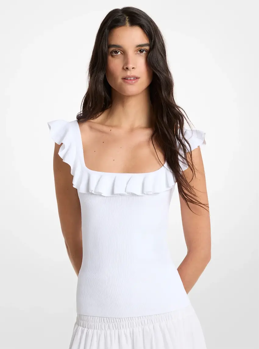 Ruffled Stretch Viscose Tank Top
