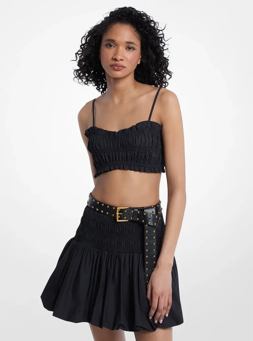 Smocked Cotton Poplin Bra Top