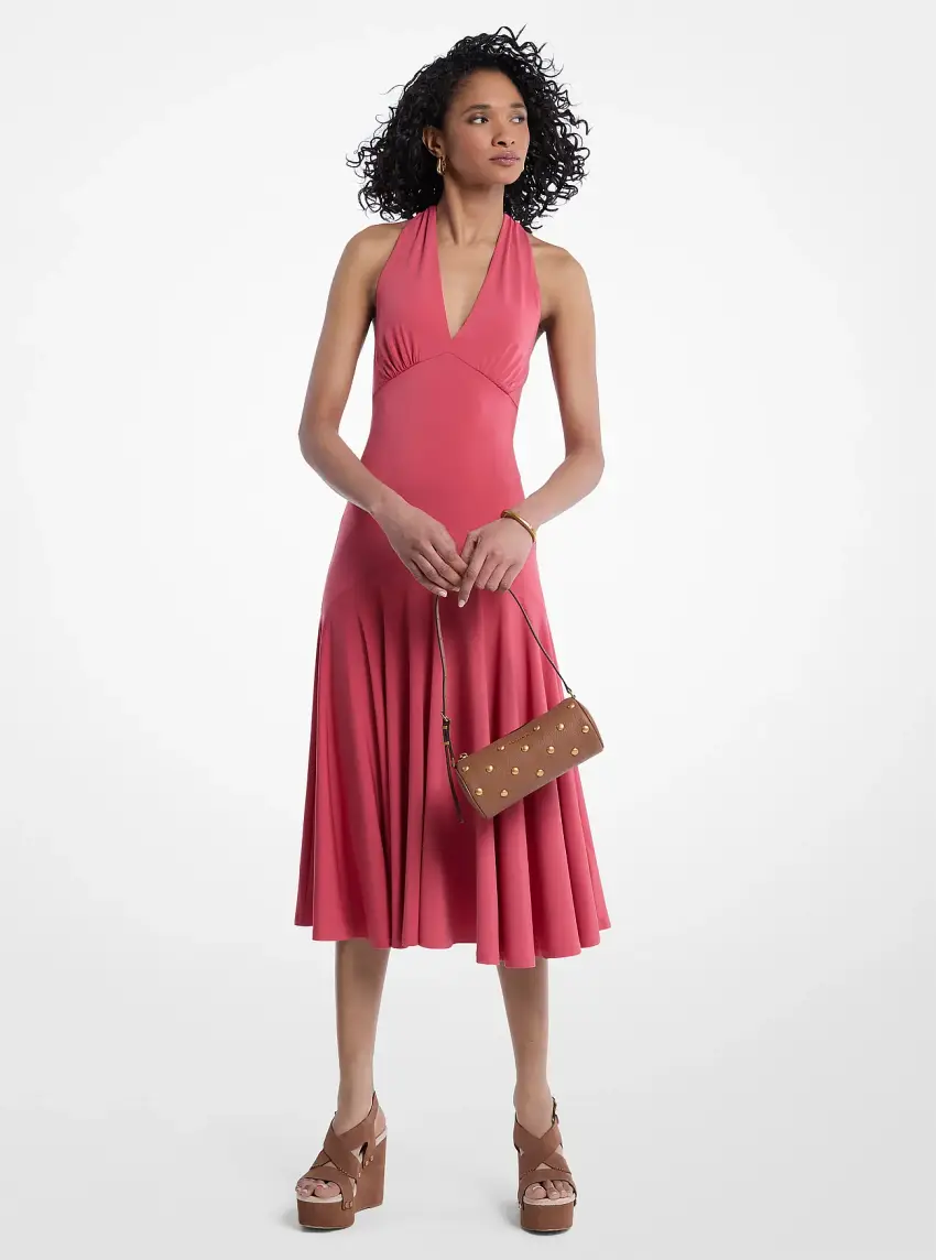 Stretch Matte Jersey Halter Midi Dress