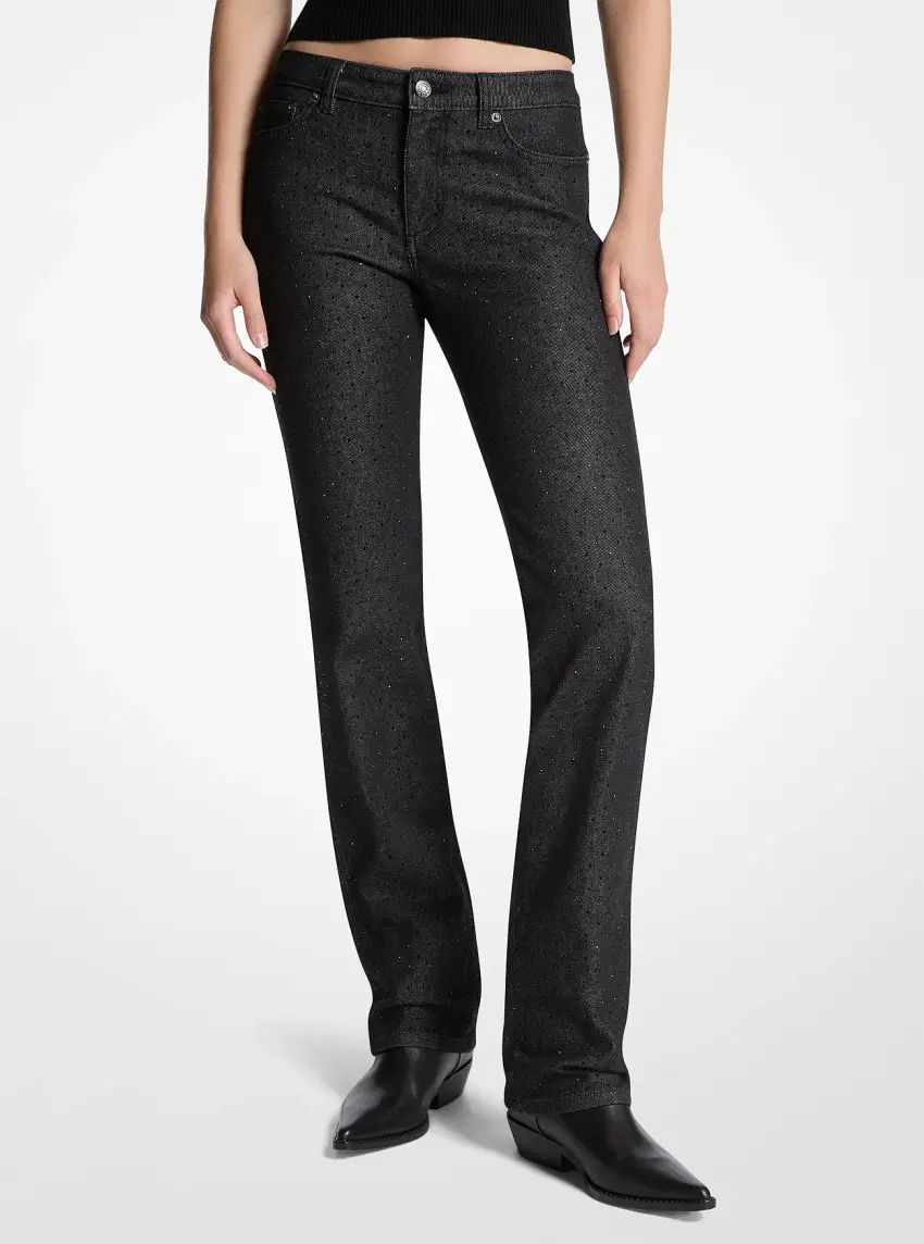 Studded Stretch Denim Cigarette Jeans